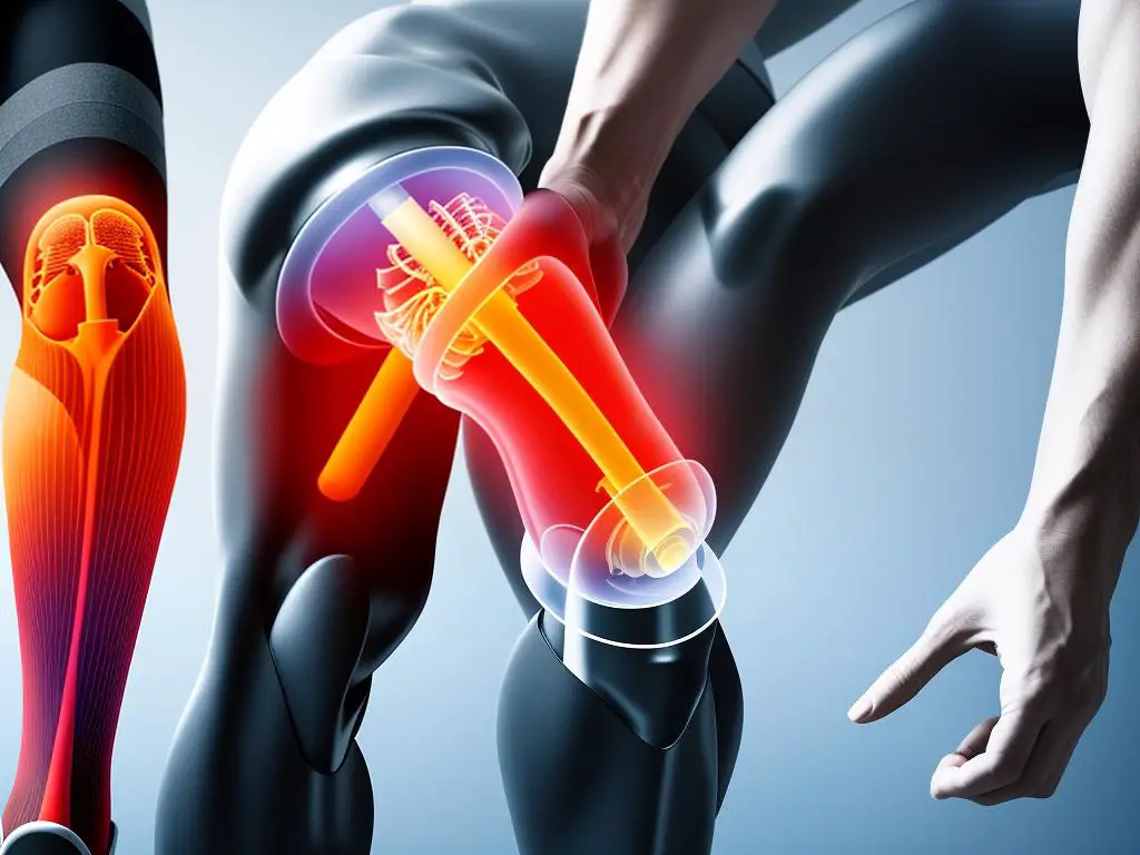An image depicting the different components and structures of the knee joint.