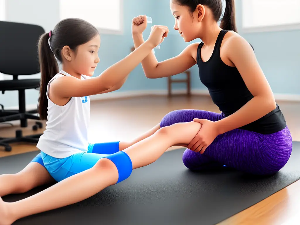 A 10 year old girl doing knee exercises