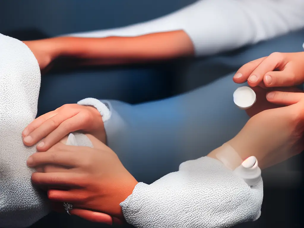 An image of a person rubbing cream on their arm for pain relief.