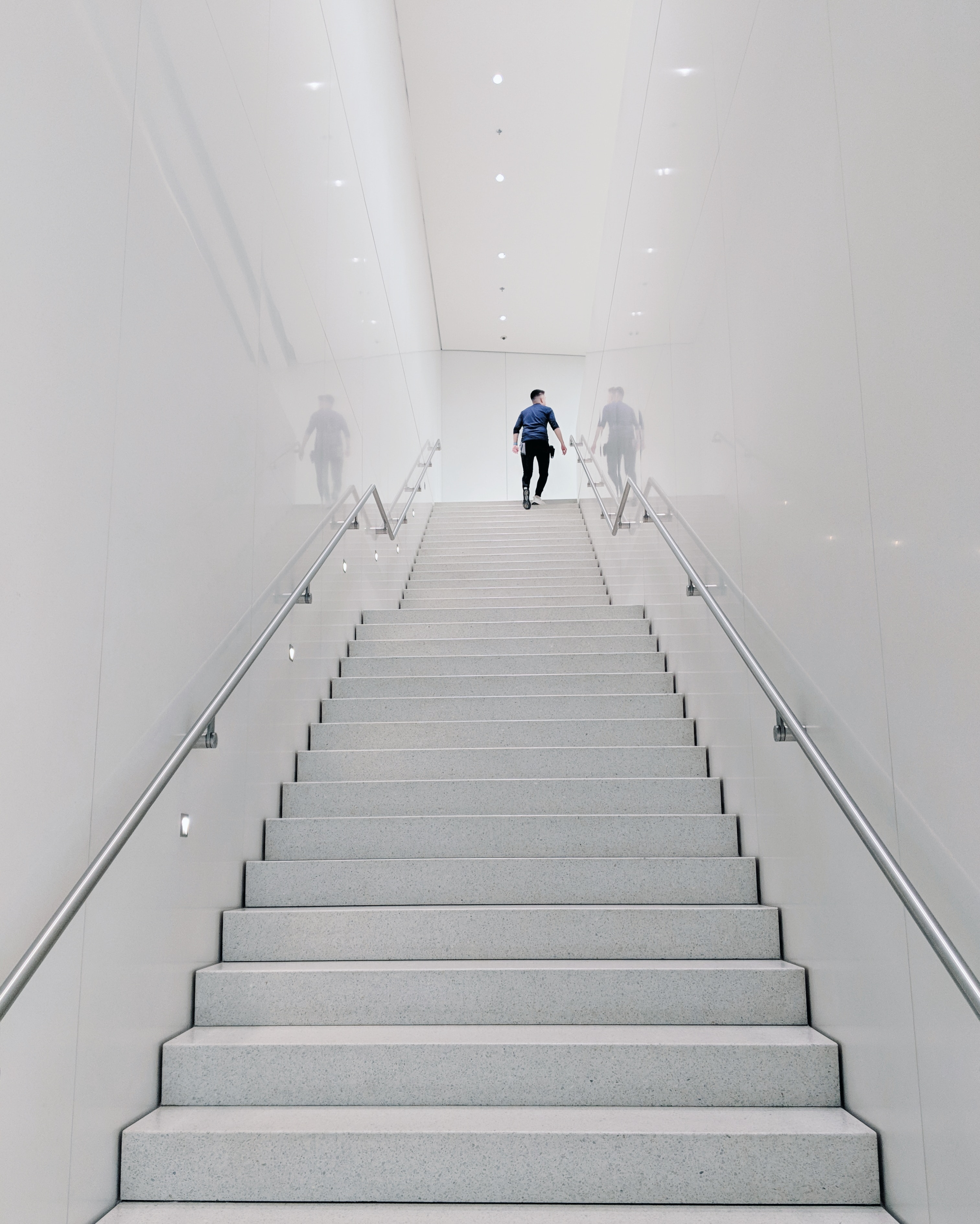 An illustration of a person doing an exercise on a staircase